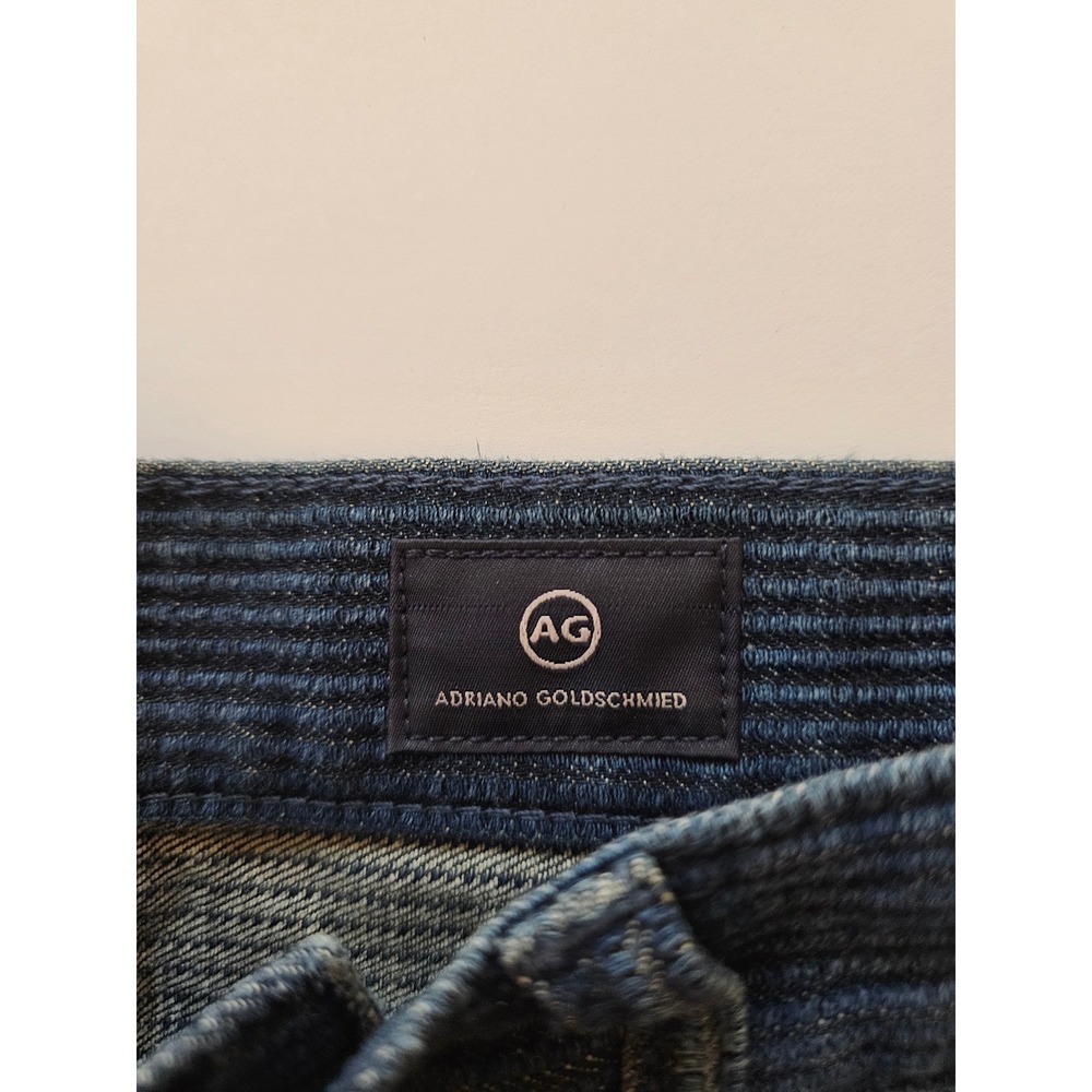 AG Adriano Goldschmied Ex-Boyfriend Slim Jeans Womens 27 Blue Pinstripe NWT - Picture 3 of 9